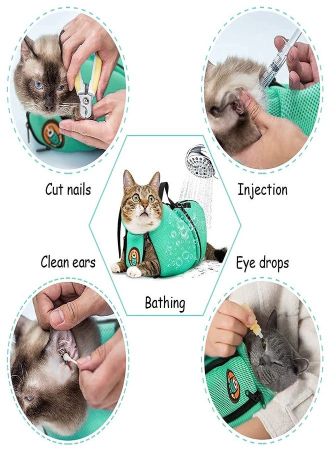 AWOOF Cat Grooming Bag Adjustable Cat Bathing Bag Anti Scratch Bite Polyester Soft Durable Mesh Cat Shower Bag for Small Medium Large Cats - Image 2